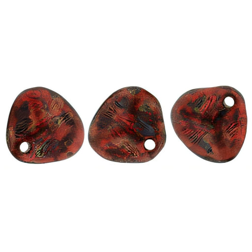 Czech Rose Petals 8 x 7mm Siam Ruby - Copper Picasso (50pcs)