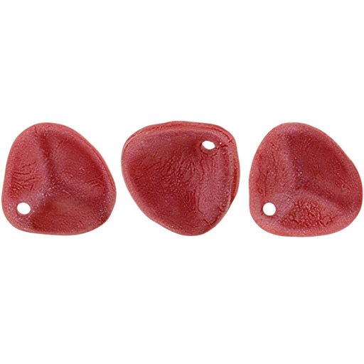 Czech Rose Petals 8 x 7mm Metallic Suede - Guava (50pcs)