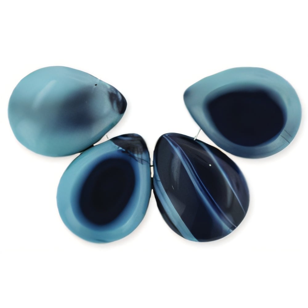 Czech Polished Drops 16 x 12mm Seafoam/Navy