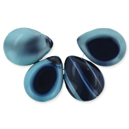 Czech Polished Drops 16 x 12mm Seafoam/Navy