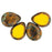 Czech Polished Drops 16 x 12mm Sunflower Yellow - Bronze Picasso