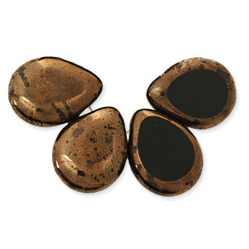 Czech Polished Drops 16 x 12mm Jet - Moon Dust