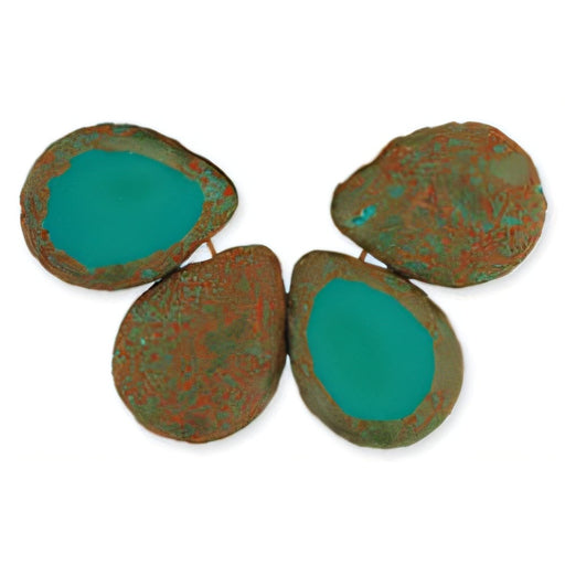 Czech Polished Drops 16 x 12mm Persian Turquoise - Stone Picasso