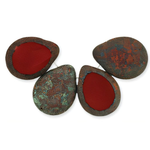 Czech Polished Drops 16 x 12mm Burnt Umber - Stone Picasso