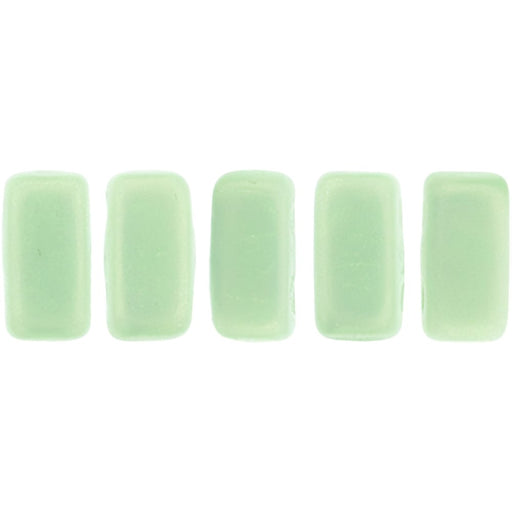 Czech CzechMates Bricks 6 x 3mm Sueded Gold Opaque Pale Turquoise (50pcs)