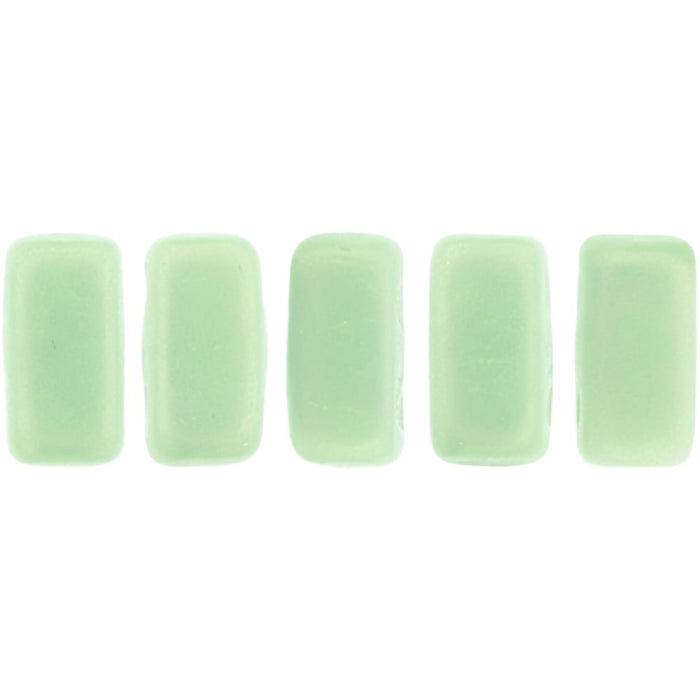 Czech CzechMates Bricks 6 x 3mm Sueded Gold Opaque Pale Turquoise (50pcs)