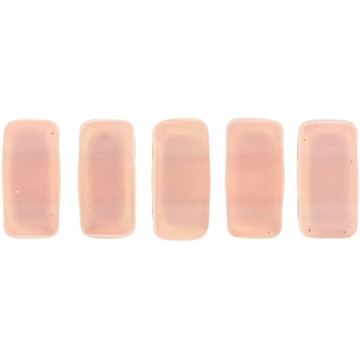Czech CzechMates Bricks 6 x 3mm Sueded Gold Milky Pink (50pcs)