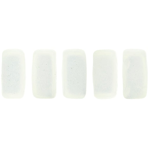 Czech CzechMates Bricks 6 x 3mm Sueded Gold Lamé Opaque White (50pcs)
