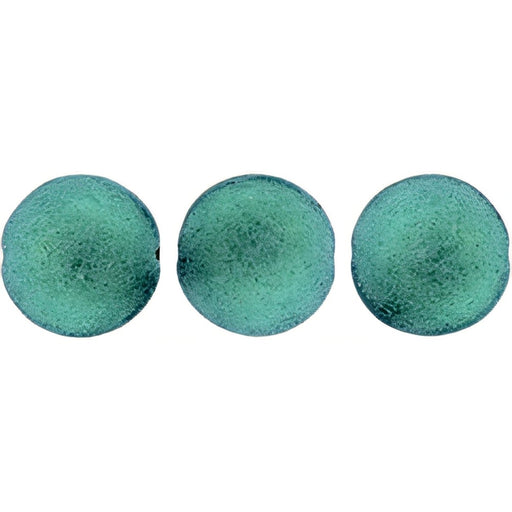 Czech Cushion Round 14mm ColorTrends: Satin Metallic Turquoise