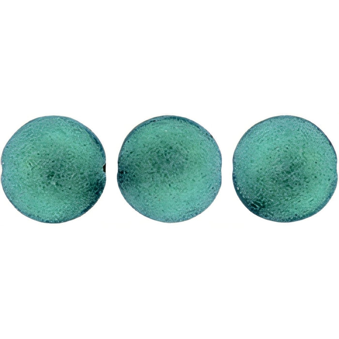 Czech Cushion Round 14mm ColorTrends: Satin Metallic Turquoise