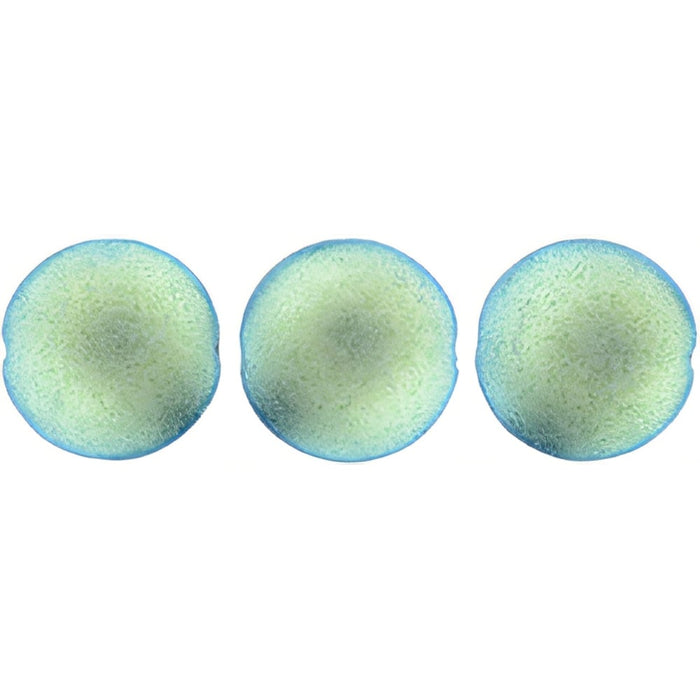 Czech Cushion Round 14mm Polychrome - Blue Aqua