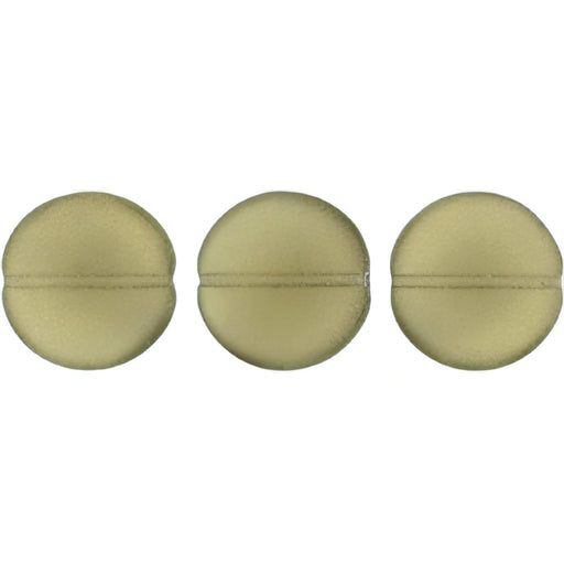 Czech Cushion Round 14mm Sueded Gold Black Diamond