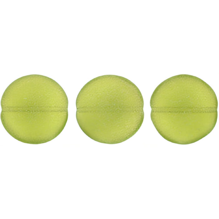 Czech Cushion Round 14mm Sueded Gold Olivine