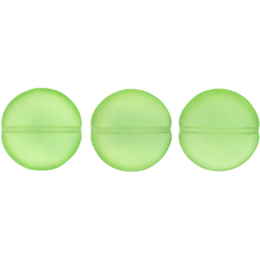 Czech Cushion Round 14mm Sueded Gold Peridot