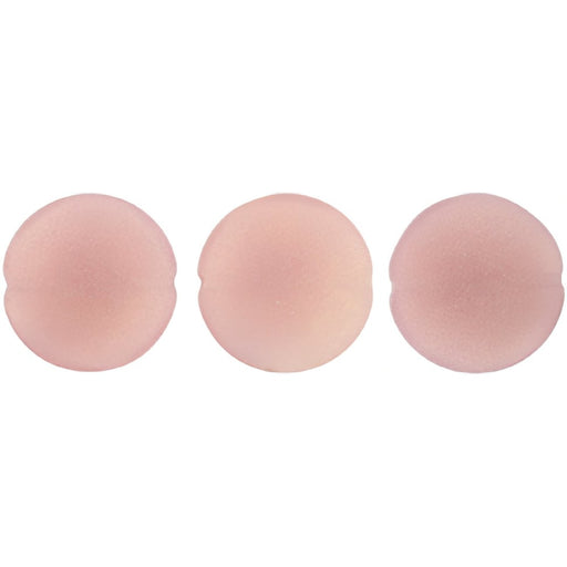Czech Cushion Round 14mm Sueded Gold Milky Pink