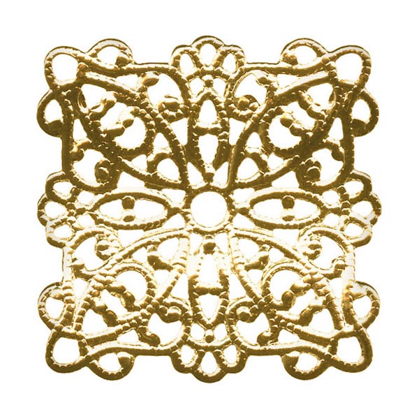 22mm Brass Filigree, Wavy Square