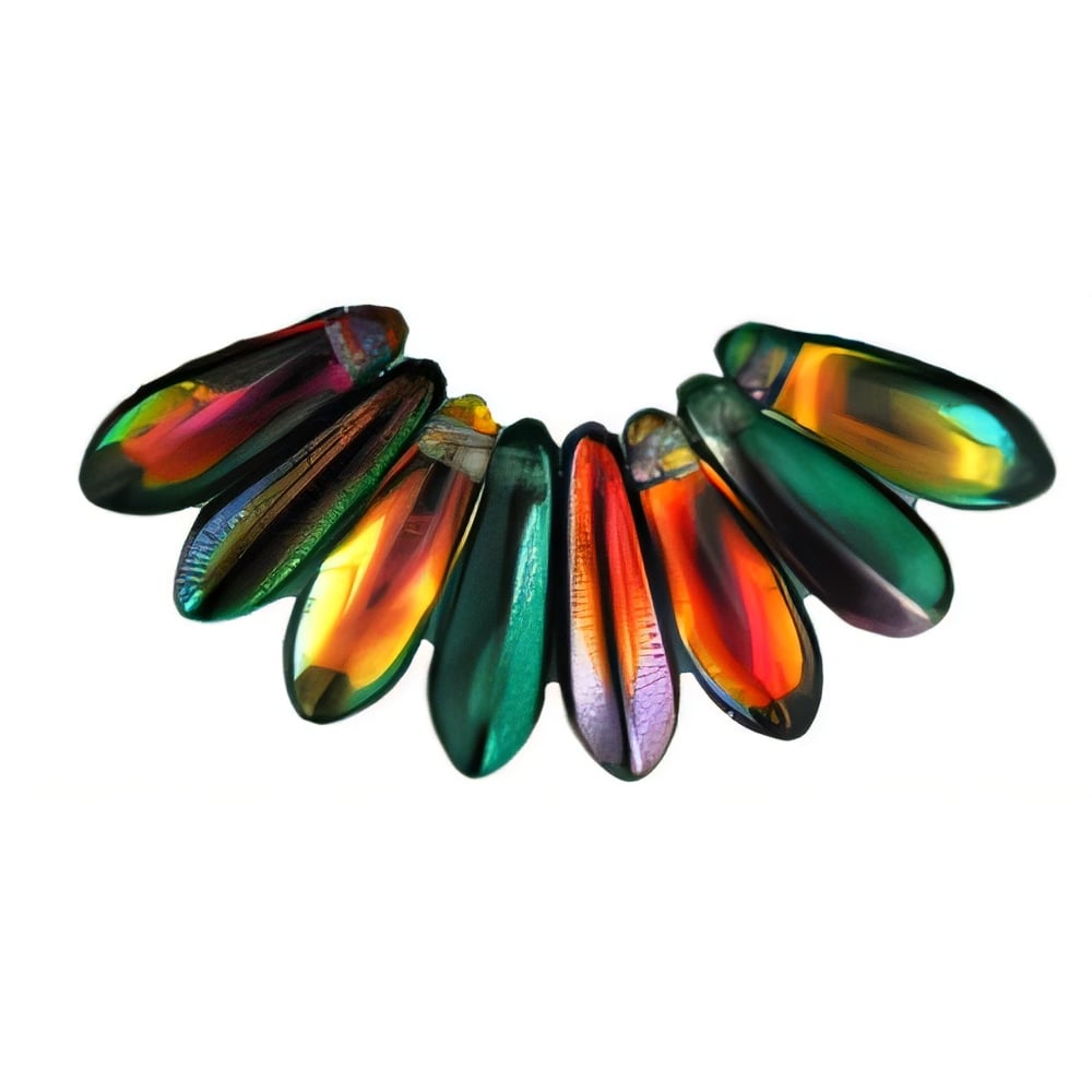Czech Dagger 10 x 3mm Coated - Marea - Peacock/Gold (100pcs)