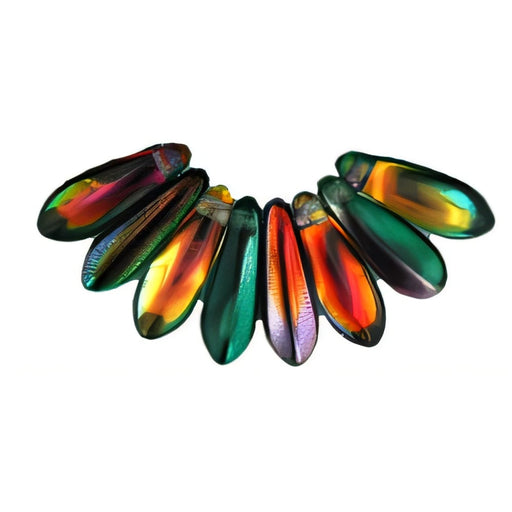 Czech Dagger 10 x 3mm Coated - Marea - Peacock/Gold (100pcs)