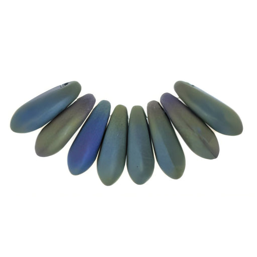 Czech Dagger 10 x 3mm Matte - Iris - Green (100pcs)