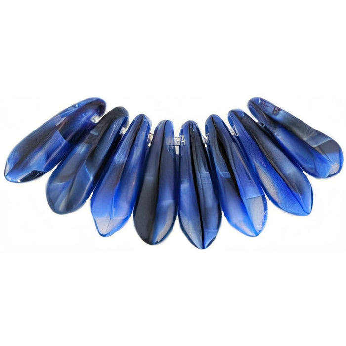 Czech Dagger 10 x 3mm Blue w/Black Swirl (100pcs)