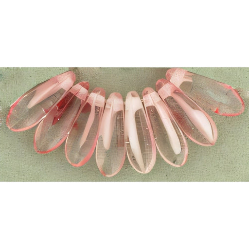 Czech Dagger 10 x 3mm Crystal/Lt Pink (100pcs)