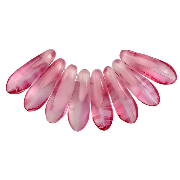 Czech Dagger 10 x 3mm Crystal/Pink (100pcs)