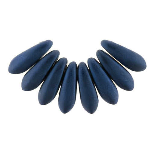 Czech Dagger 10 x 3mm Metallic Suede - Dk Blue (100pcs)