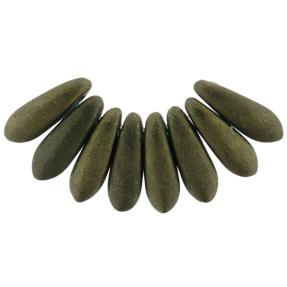Czech Dagger 10 x 3mm Metallic Suede - Dk Green (100pcs)
