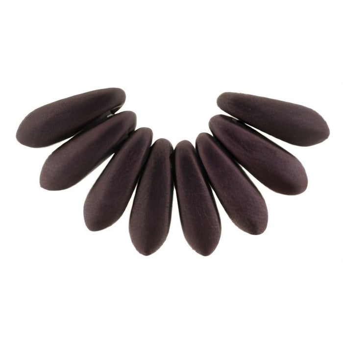 Czech Dagger 10 x 3mm Metallic Suede - Dk Plum (100pcs)