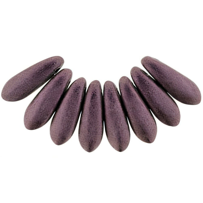 Czech Dagger 10 x 3mm Metallic Suede - Pink (100pcs)