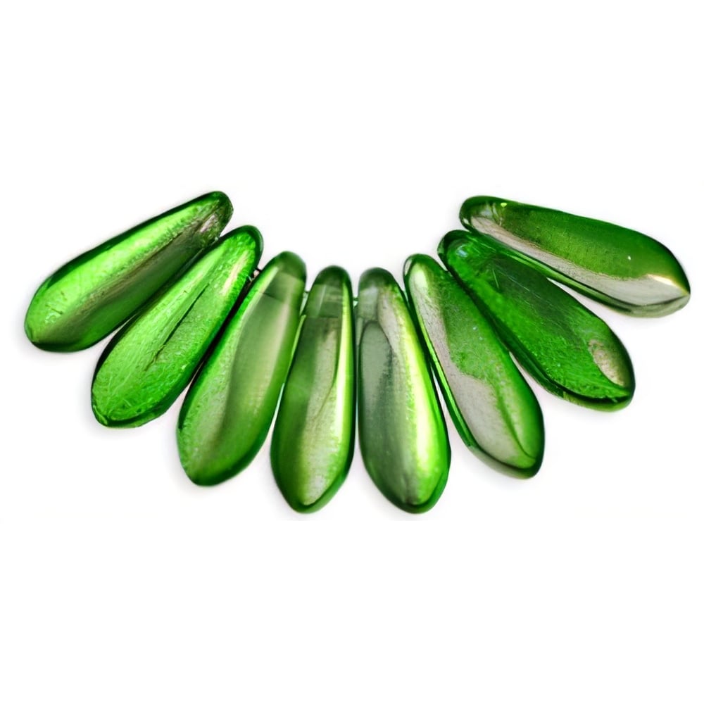Czech Dagger 10 x 3mm Coated - Metallic Green (100pcs)