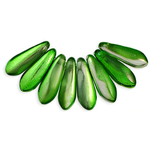 Czech Dagger 10 x 3mm Coated - Metallic Green (100pcs)