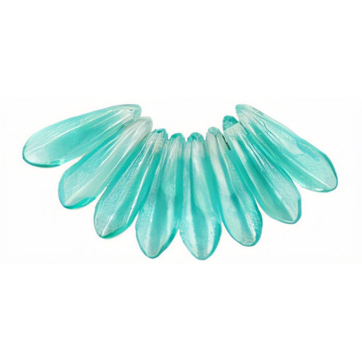 Czech Dagger 10 x 3mm Luster - Teal/White (100pcs)
