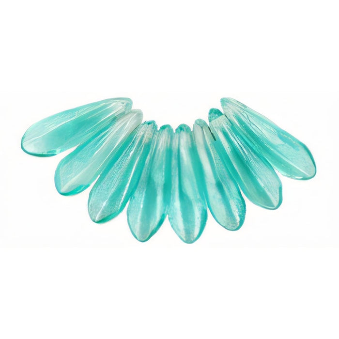 Czech Dagger 10 x 3mm Luster - Teal/White (100pcs)
