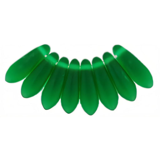 Czech Dagger 10 x 3mm Matte - Green Emerald (100pcs)