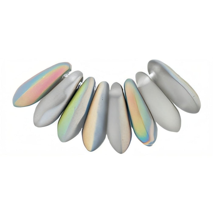 Czech Dagger 10 x 3mm Matte - Crystal - Vitral (100pcs)