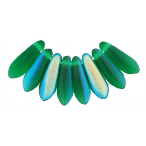 Czech Dagger 10 x 3mm Matte - Green Emerald AB (100pcs)