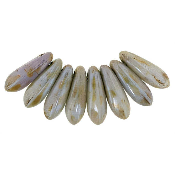 Czech Dagger 10 x 3mm Luster - Opaque Green (100pcs)