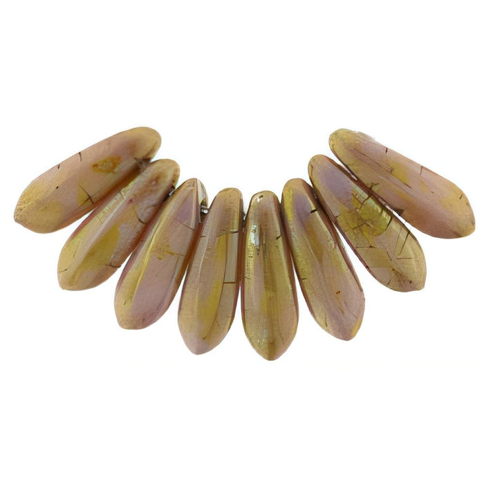 Czech Dagger 10 x 3mm Luster - Opaque Rose/Gold Topaz (100pcs)