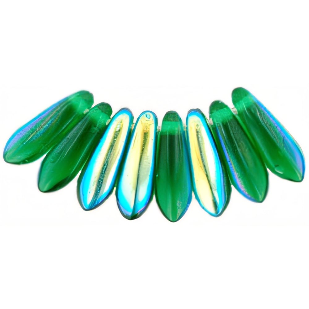 Czech Dagger 10 x 3mm Green AB (100pcs)