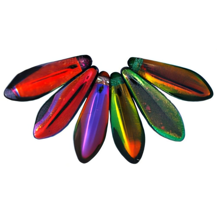Czech Dagger 16 x 5mm Coated - Marea - Peacock/Gold (50pcs)