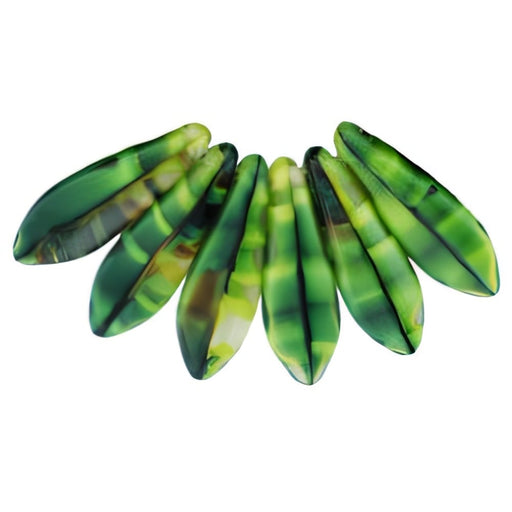 Czech Dagger 16 x 5mm Opaque Yellow/Jet (50pcs)