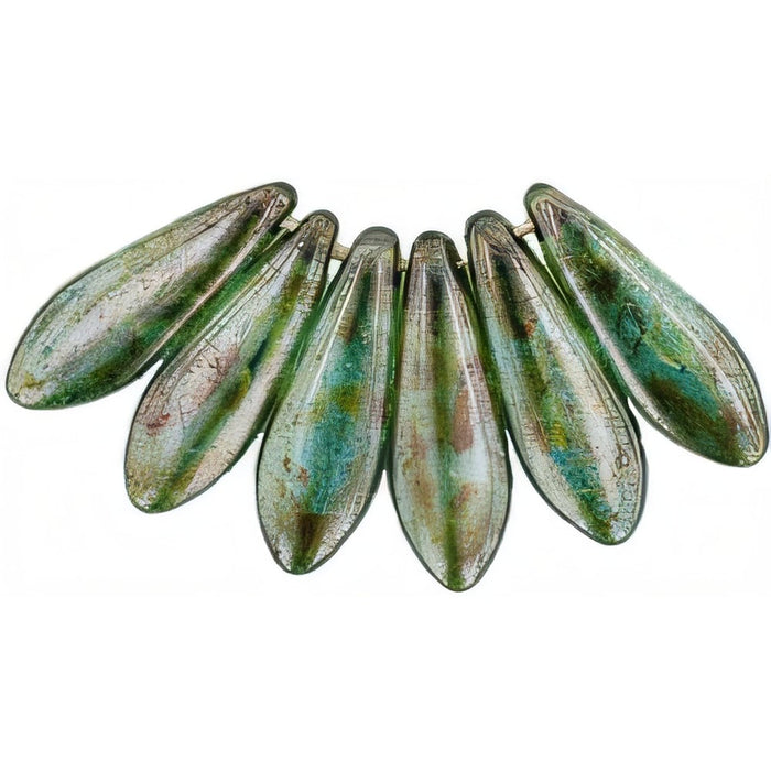 Czech Dagger 16 x 5mm Luster - Transparent Green (50pcs)