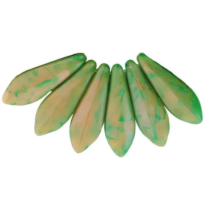 Czech Dagger 16 x 5mm Pink Coral/Olivine - Green Picasso (50pcs)