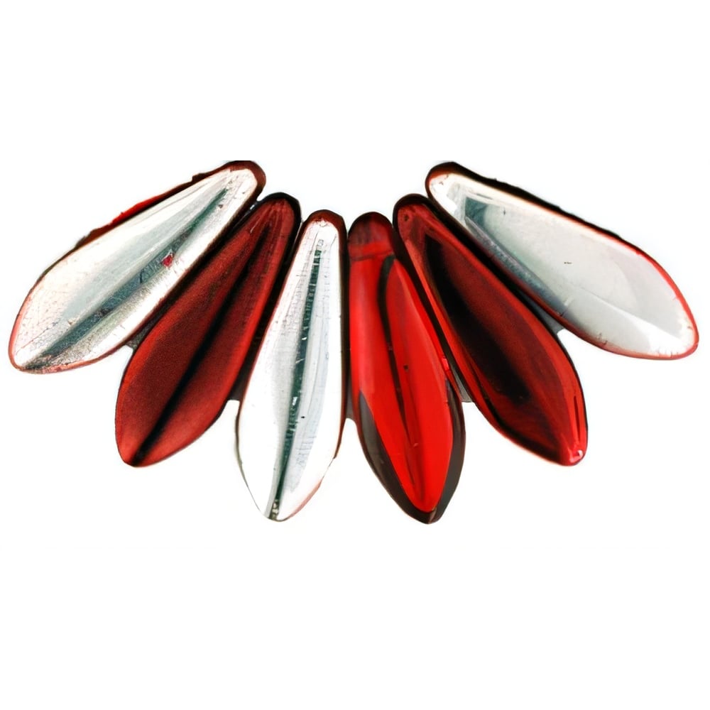 Czech Dagger 16 x 5mm Coated Metallic Red - Silver 1/2 coat (50pcs)