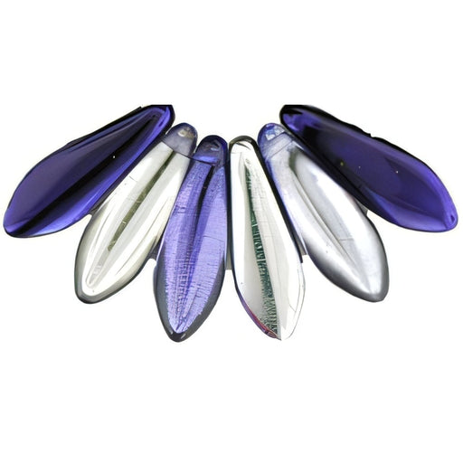 Czech Dagger 16 x 5mm Coated Metallic Purple - 1/2 Silver Coat (50pcs)
