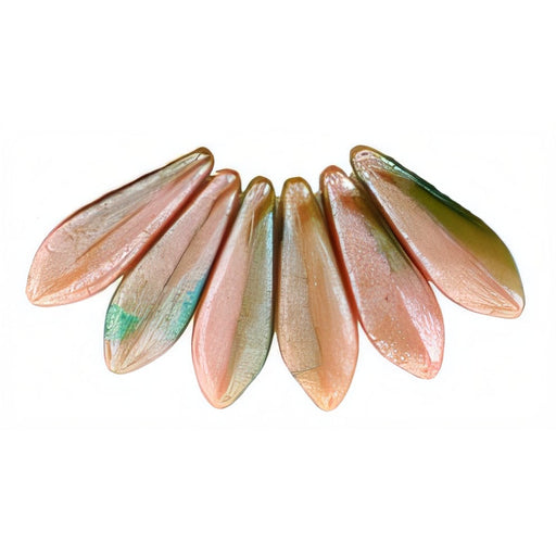 Czech Dagger 16 x 5mm Luster - Pink Coral/Olivine (50pcs)