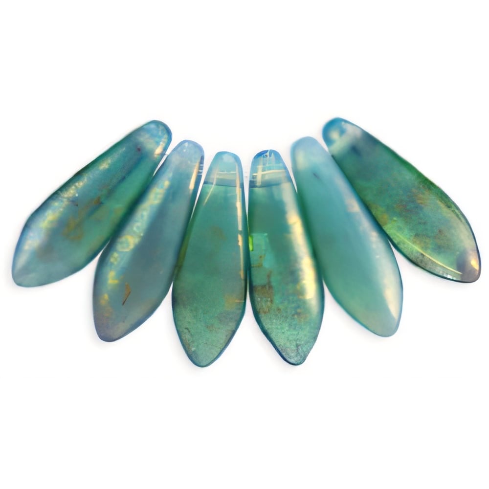 Czech Dagger 16 x 5mm Pink/Topaz Luster - Milky Turquoise (50pcs)