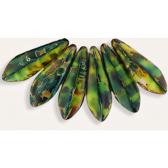 Czech Dagger 16 x 5mm Opaque Yellow/Jet - Picasso (50pcs)