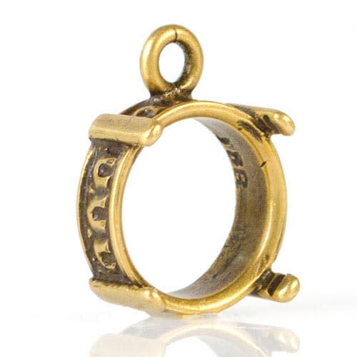 Pendant Bezel Setting, 1 Loop, 10mm I.D., Antiqued Brass Plated #41-878-02-10-6